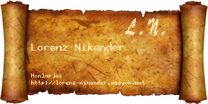 Lorenz Nikander névjegykártya